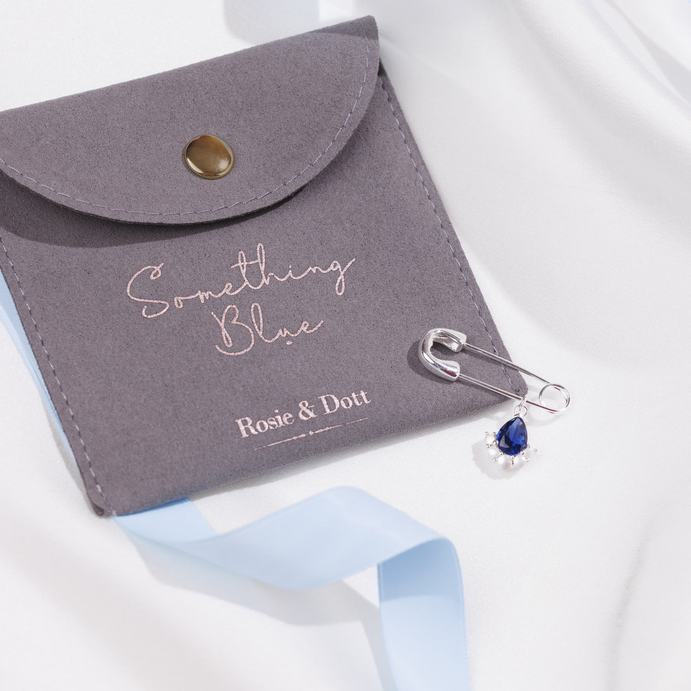 Something Blue Pin - Sapphire Pear (Silver)