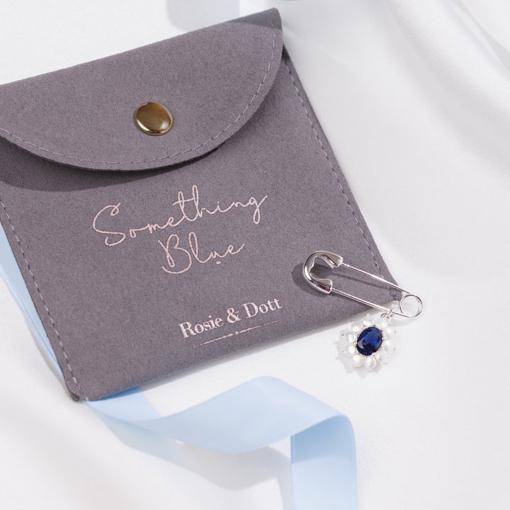 Something Blue Pin - Sapphire Oval (Silver)
