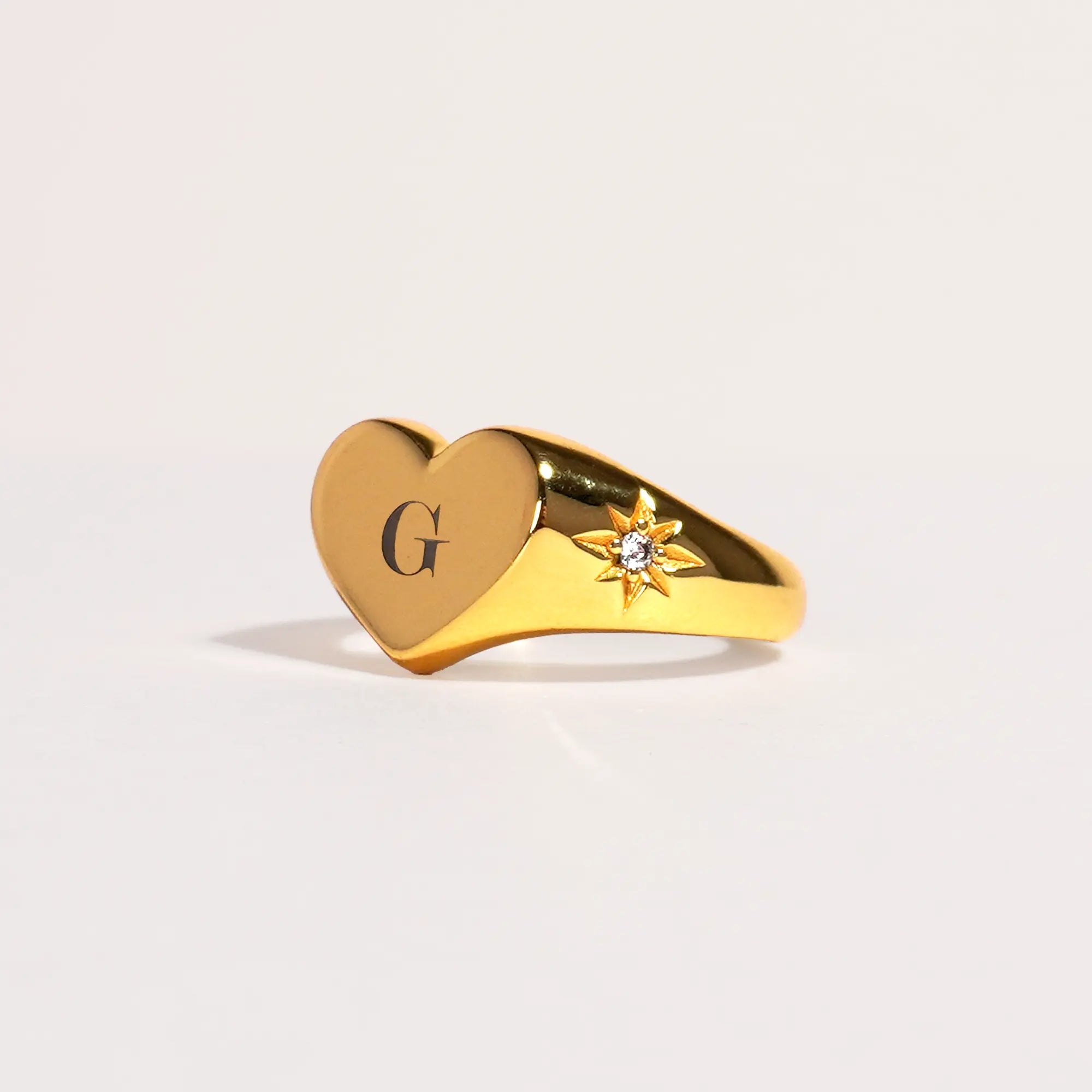 Heart Initial Ring (Gold)
