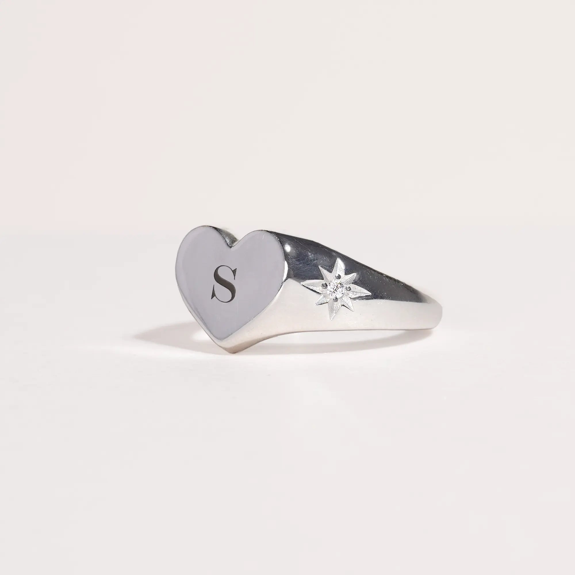 Heart Initial Ring (Silver)