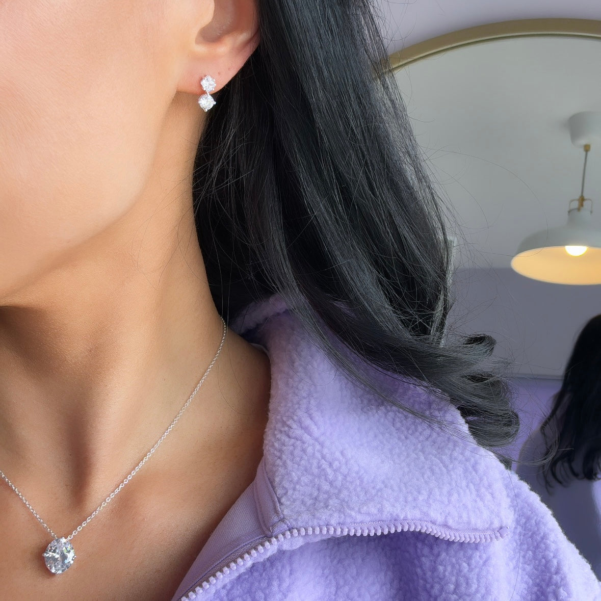 Double Diamond Studs (Silver)