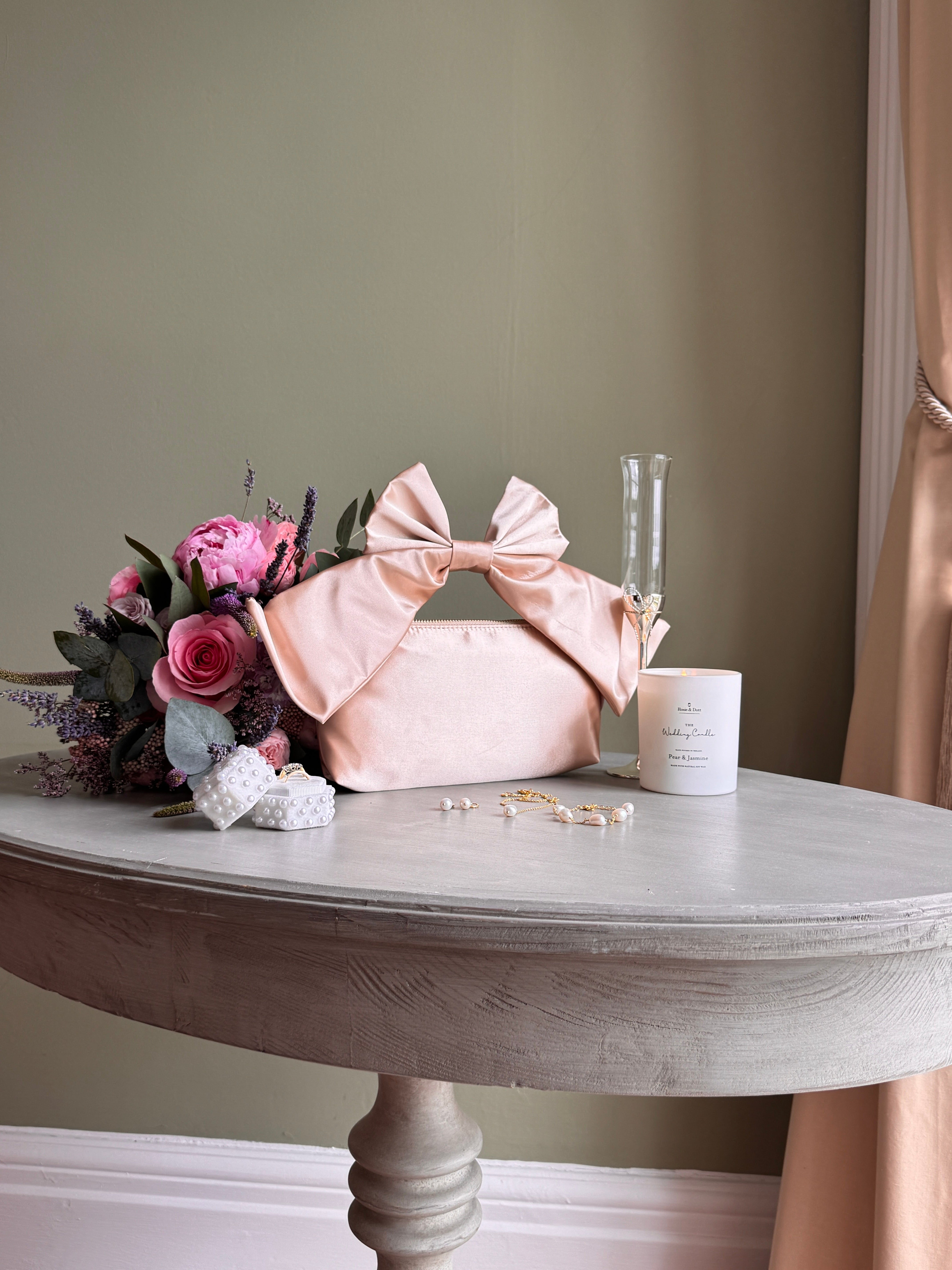 Satin Bow Bag (Champagne)