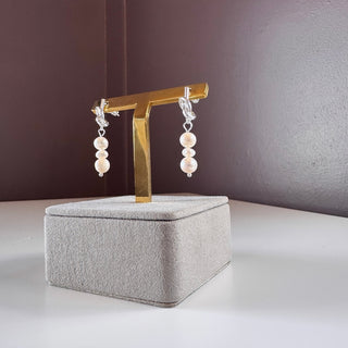 Pearl Knot Earrings (Silver)