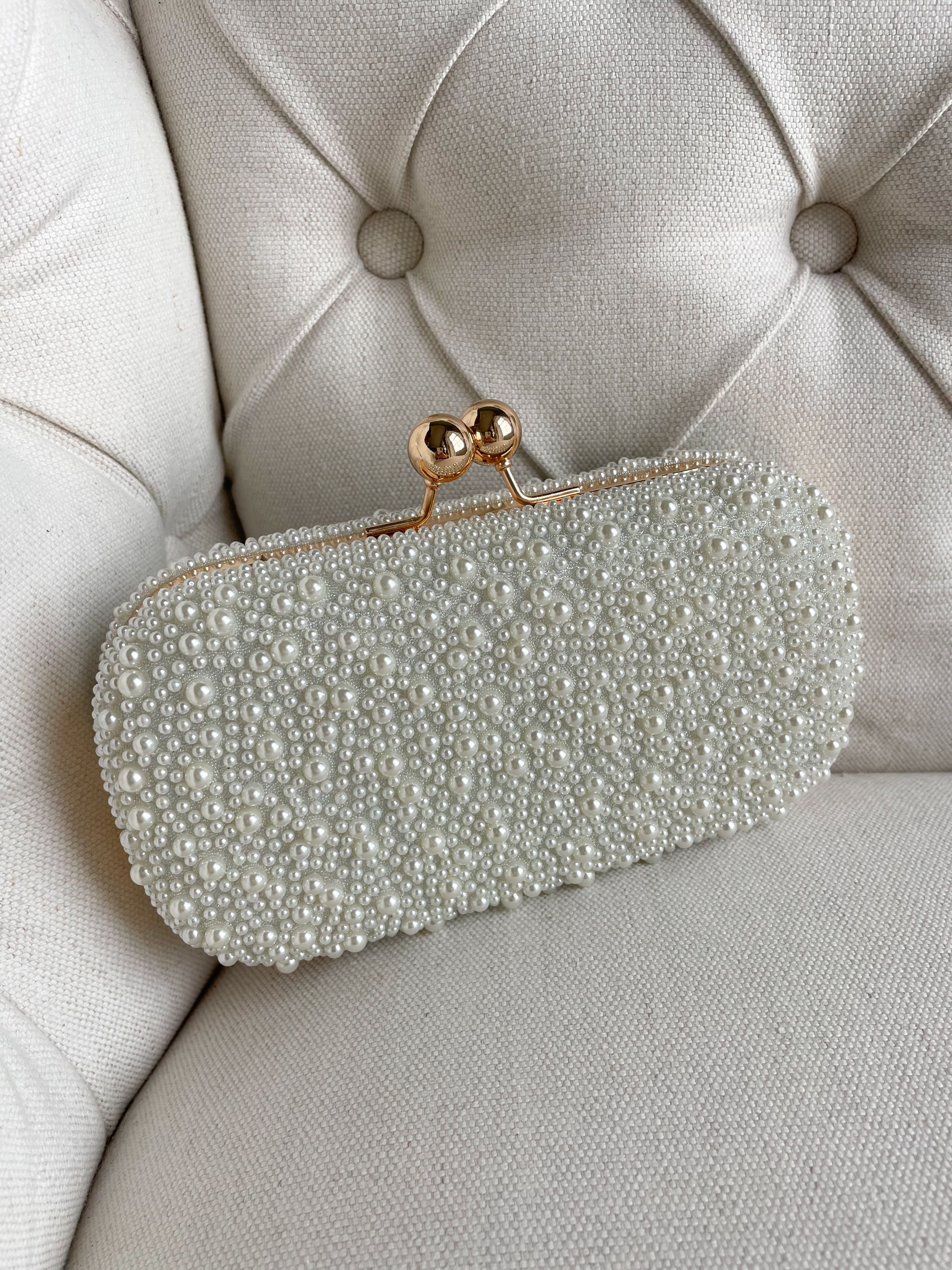 Gold pearl hot sale clutch bag