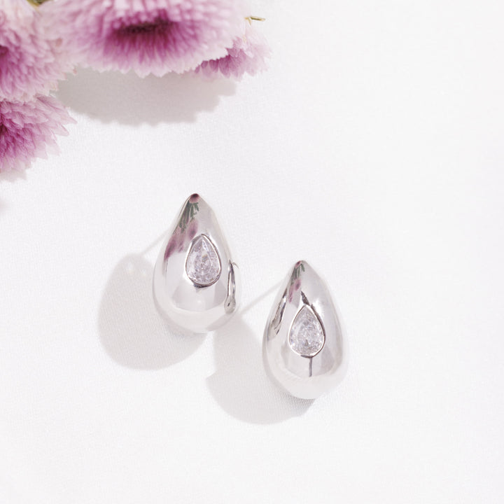 Glass Dome Earrings (Silver)