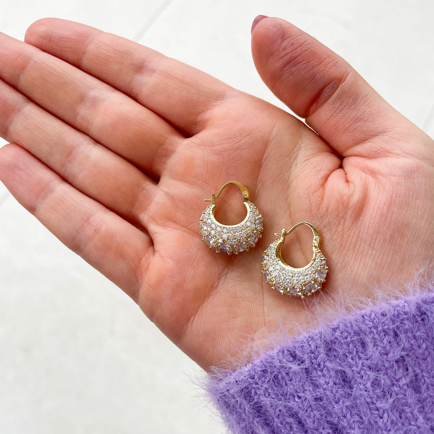 Chunky Crystal Earrings (Gold)