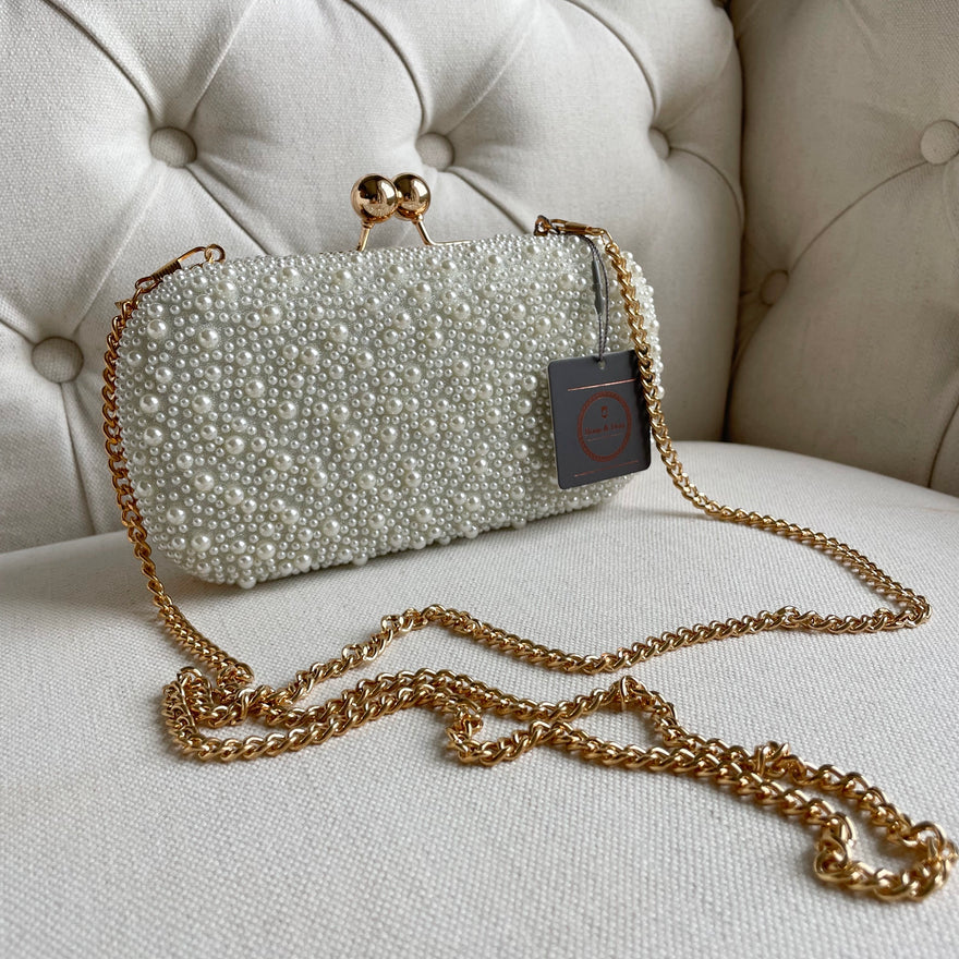 Cluster Pearl Clutch Bag (Gold)