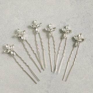 Peony Pins Silver (6 Pack)