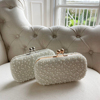 Cluster Pearl Clutch Bag (Silver)