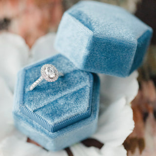 Blue Velvet Ring Box (Hexagonal)