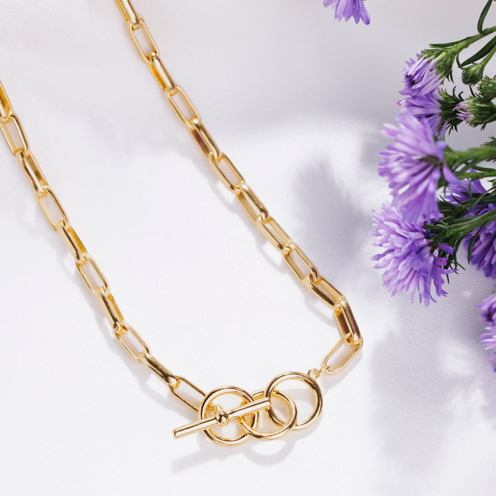 Linked T-Bar Necklace (Gold)