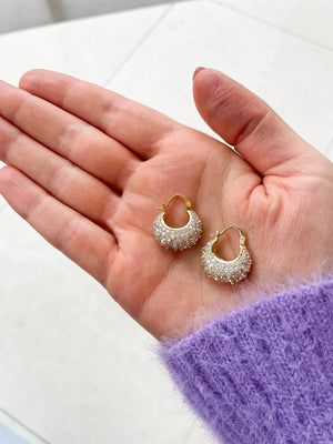 Chunky Crystal Earrings (Gold)