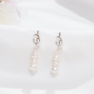 Pearl Knot Earrings (Silver)