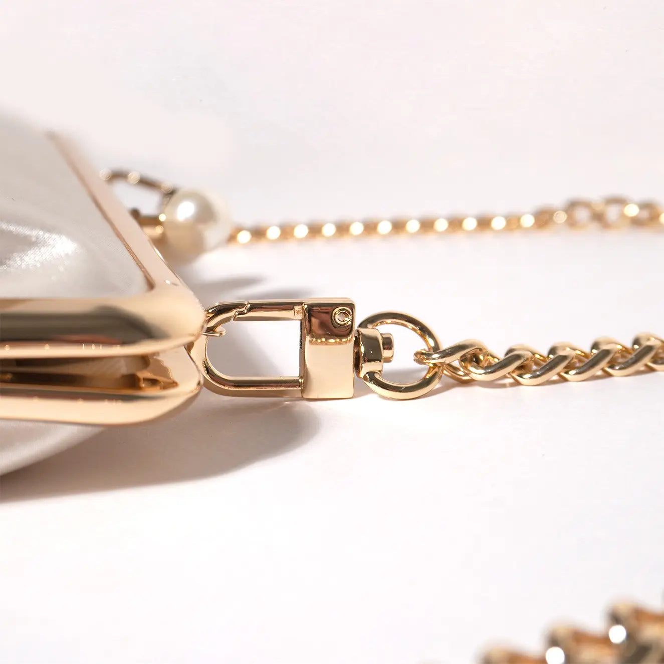 Satin Pearl Clutch Bag (Ivory)