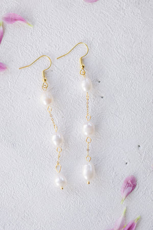 Pearl Cascade Earrings (Gold)