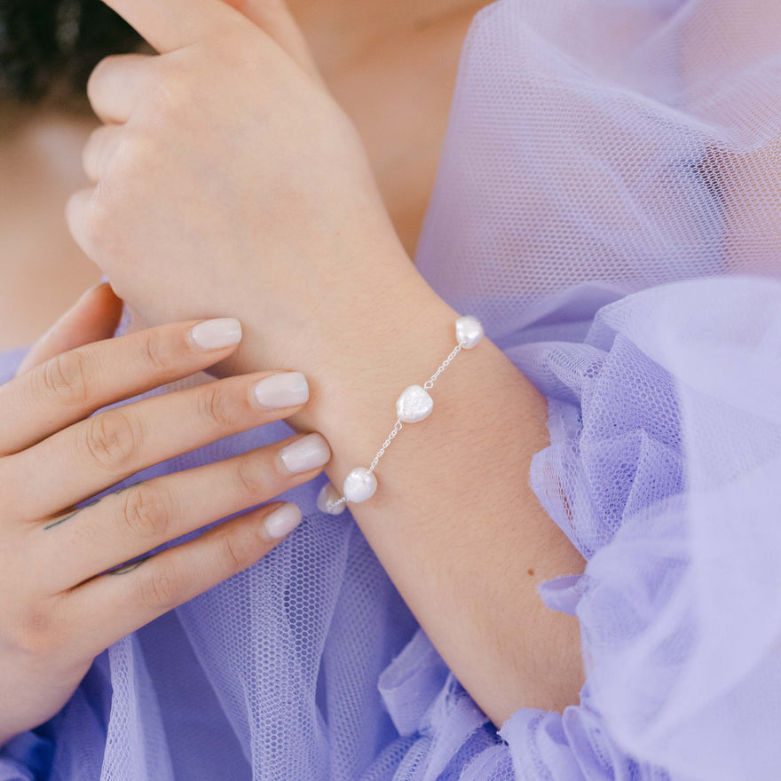 Pearl Cluster Bracelet (Silver)