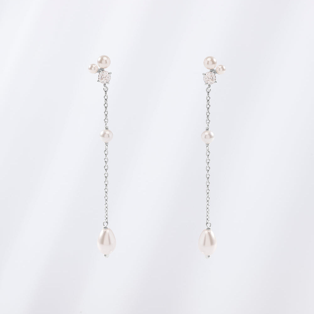 Chloé Pearl Earrings - Silver
