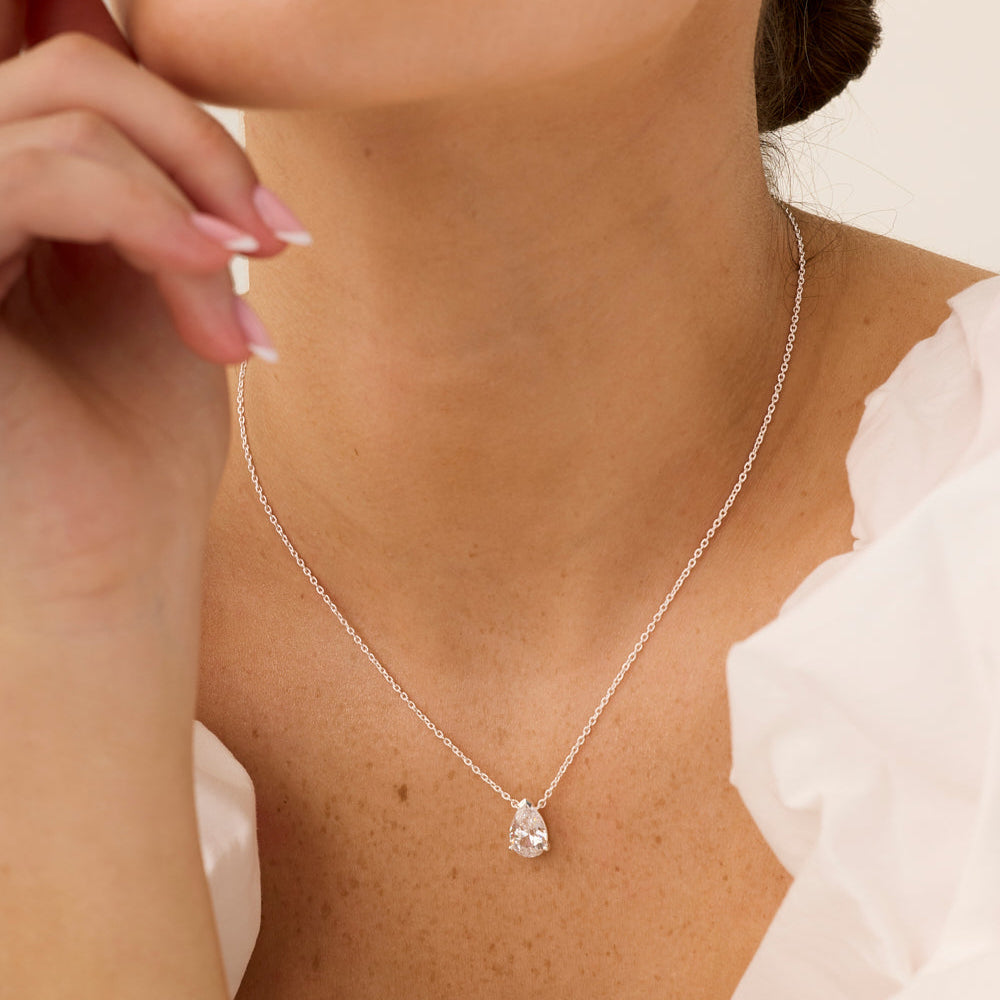 Pear Drop Necklace - Silver