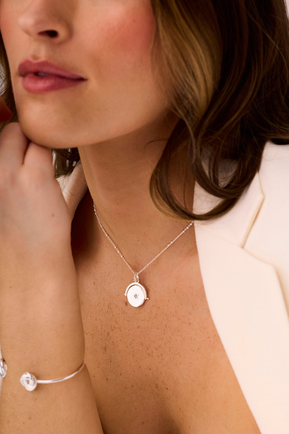 Spinning Disc Necklace (Silver)