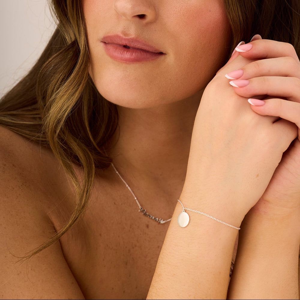 Personalised Coin Bracelet - Silver