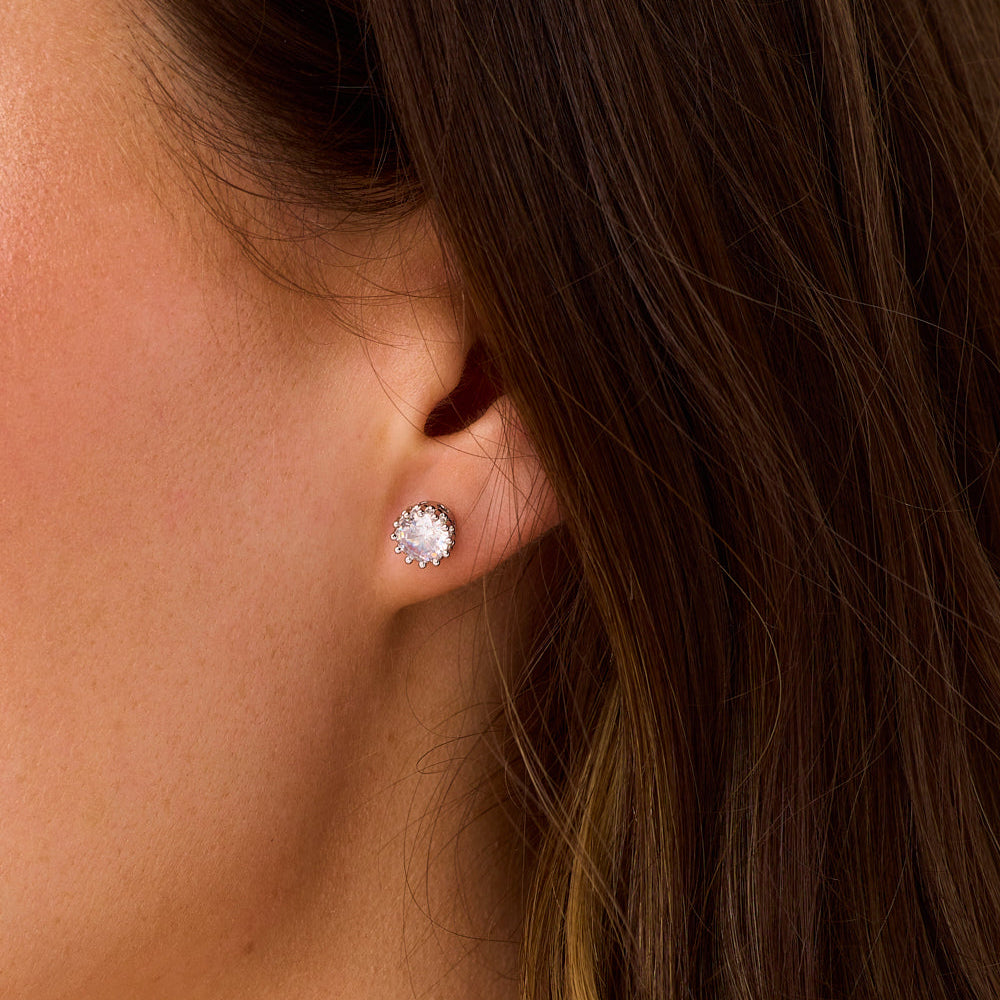 Halo Stud Earrings - Silver