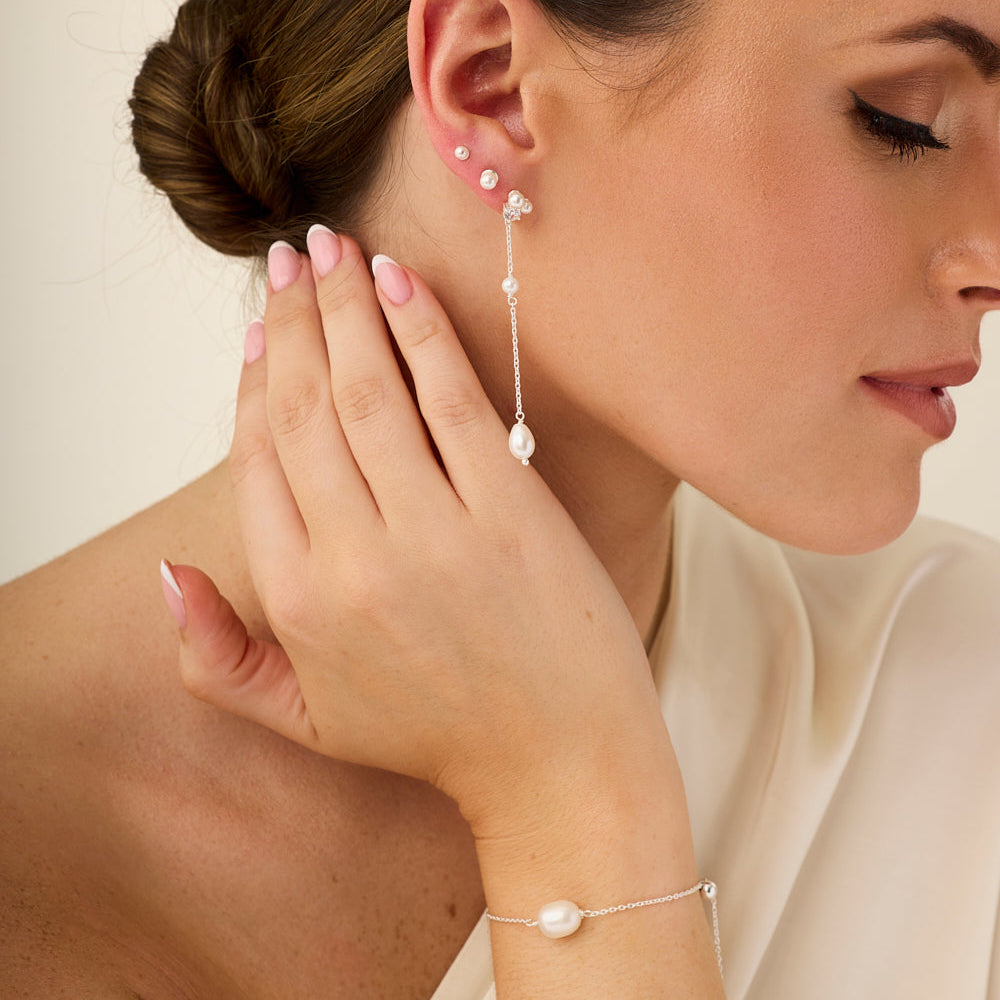 Chloé Pearl Earrings - Silver