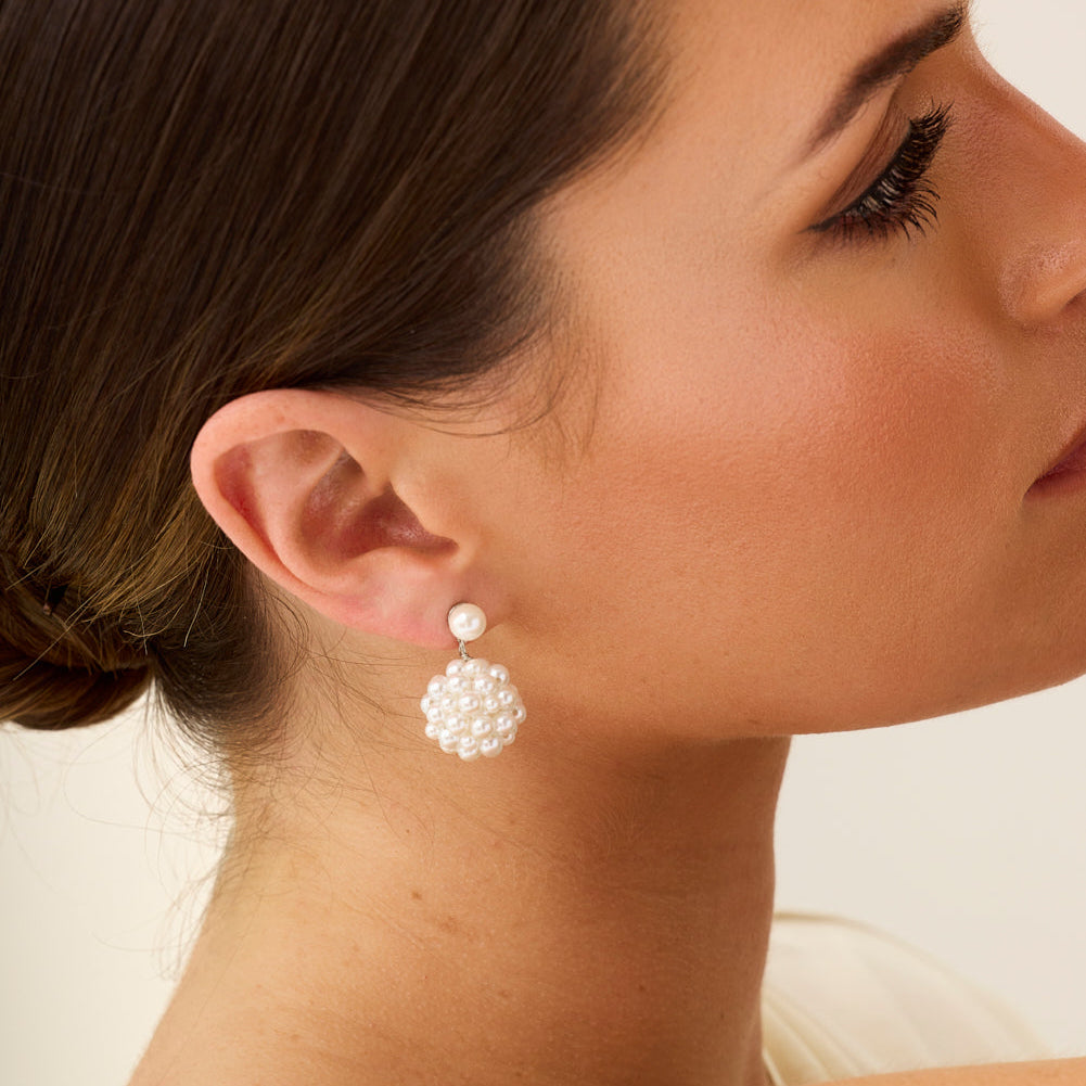 Madeleine Pearl Drop Earrings - Silver