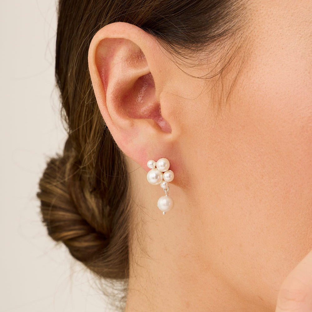Ines Pearl Earrings - Silver