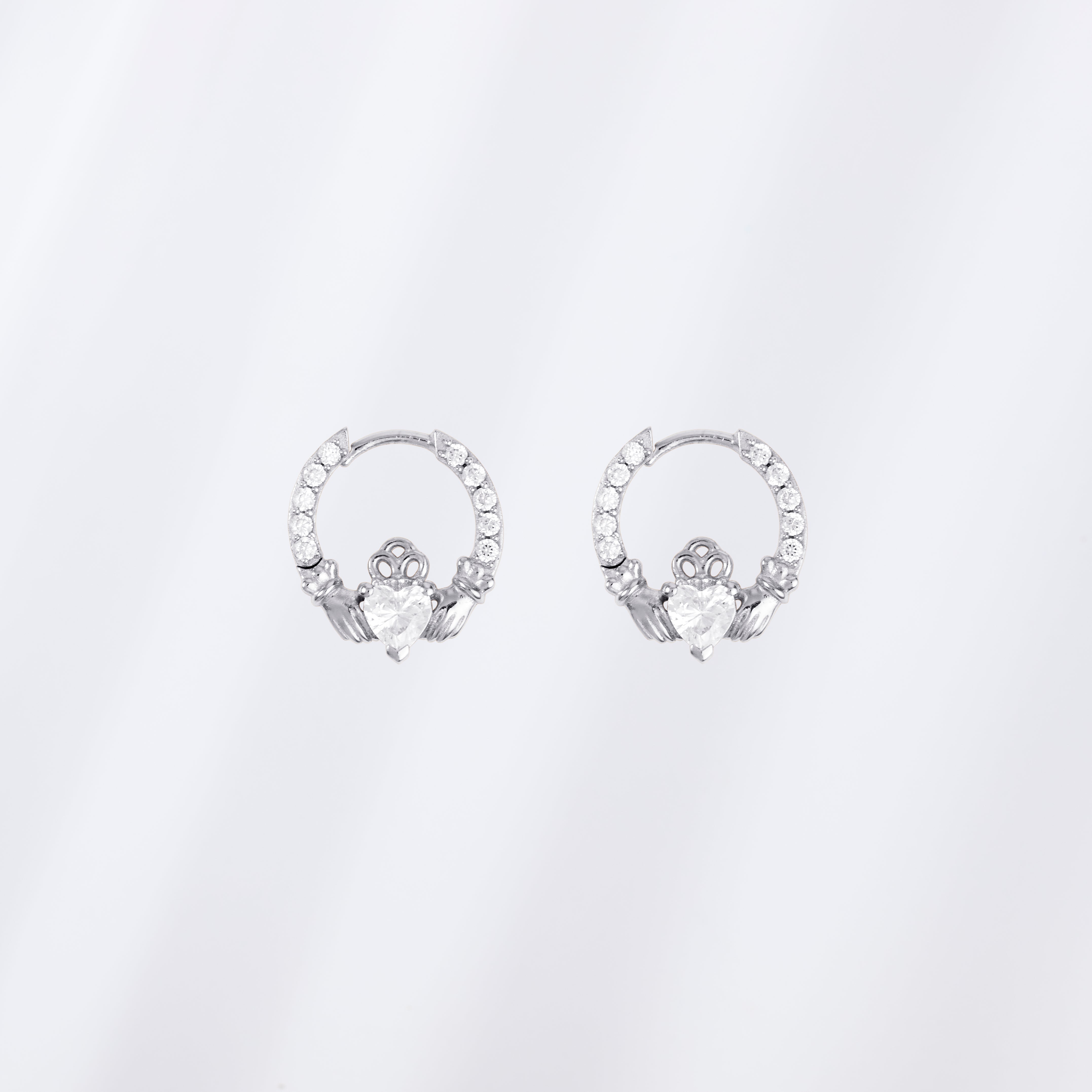 Claddagh Huggies - Silver
