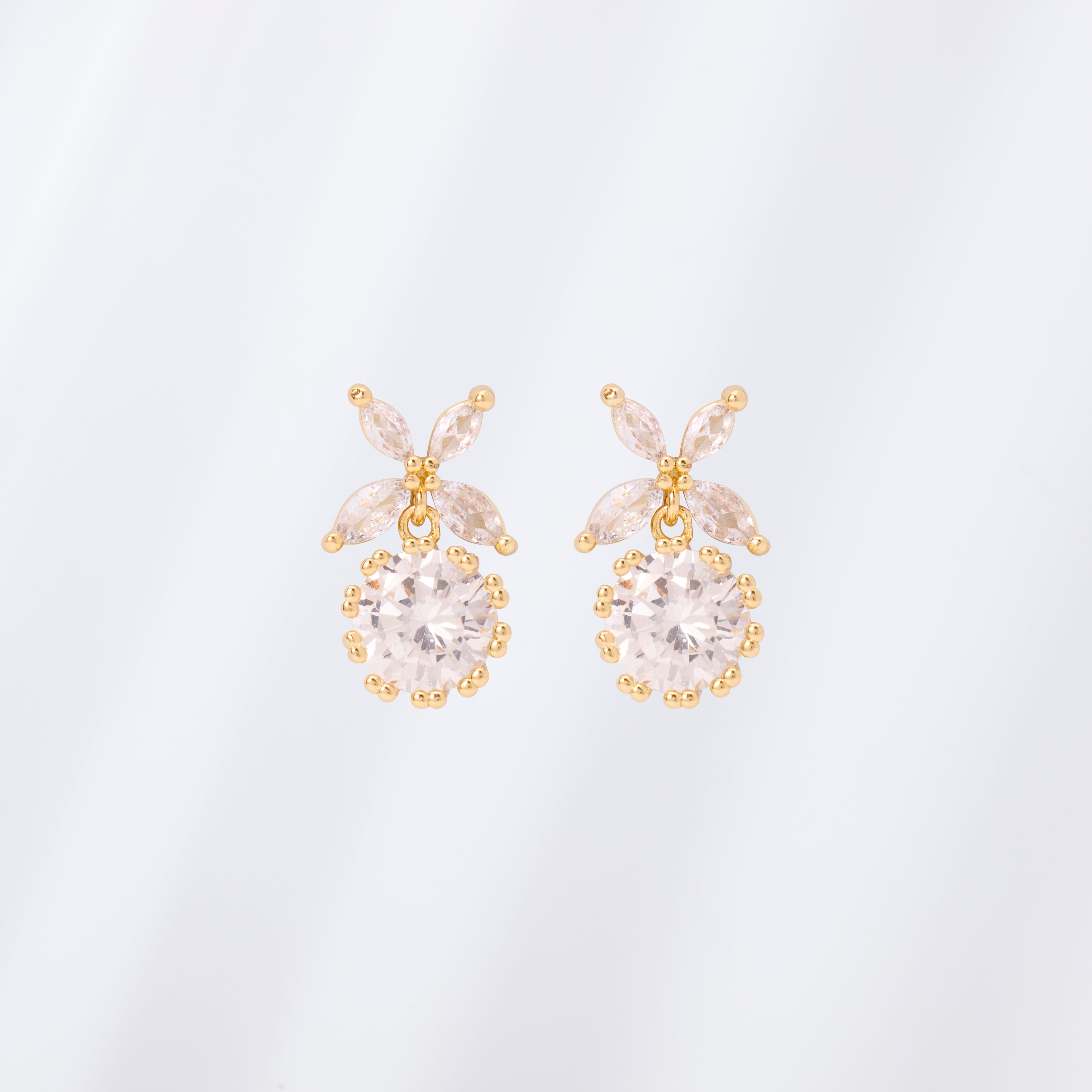Clip On Forget Me Not Earrings (Gold)