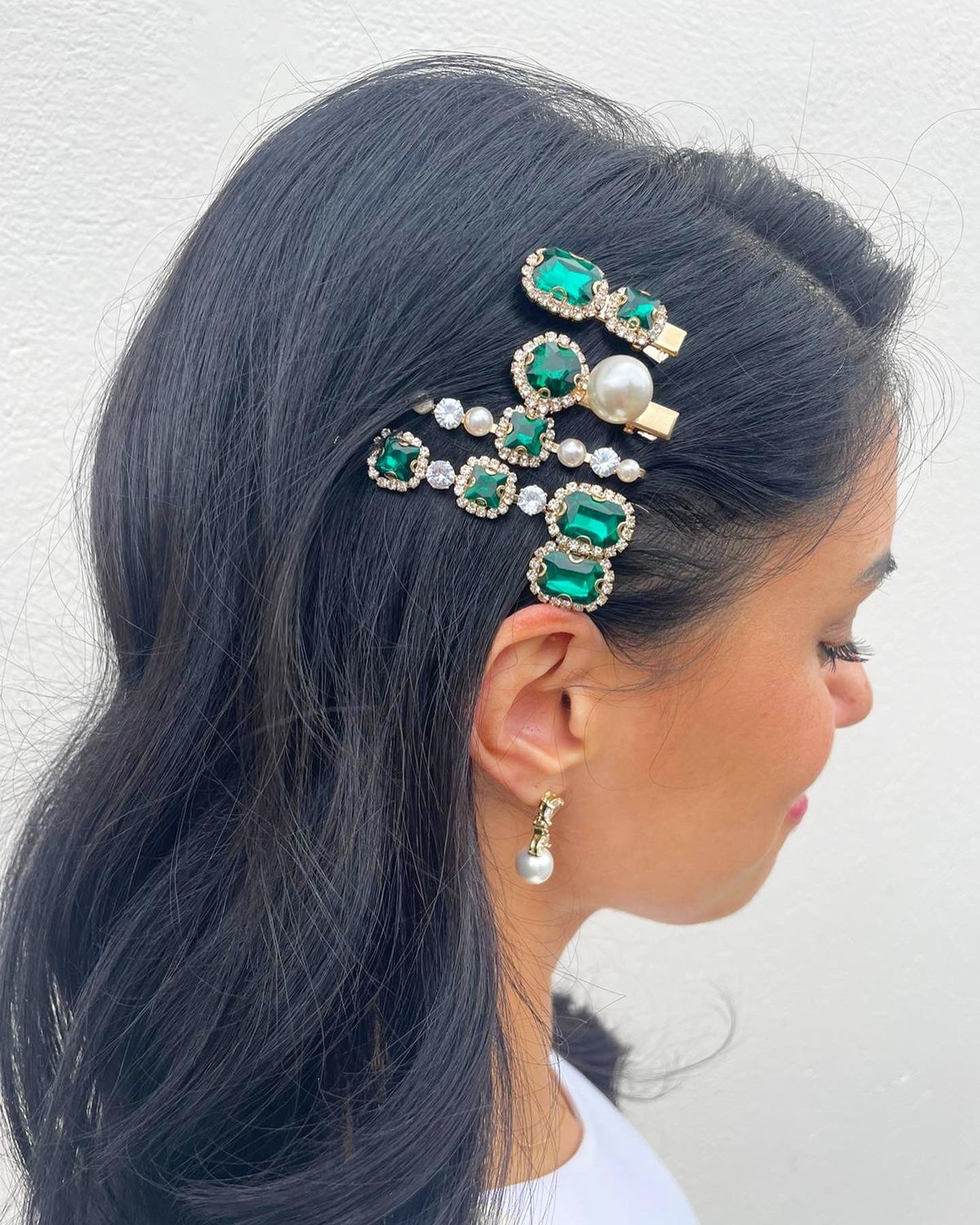 Emerald Hair Pins