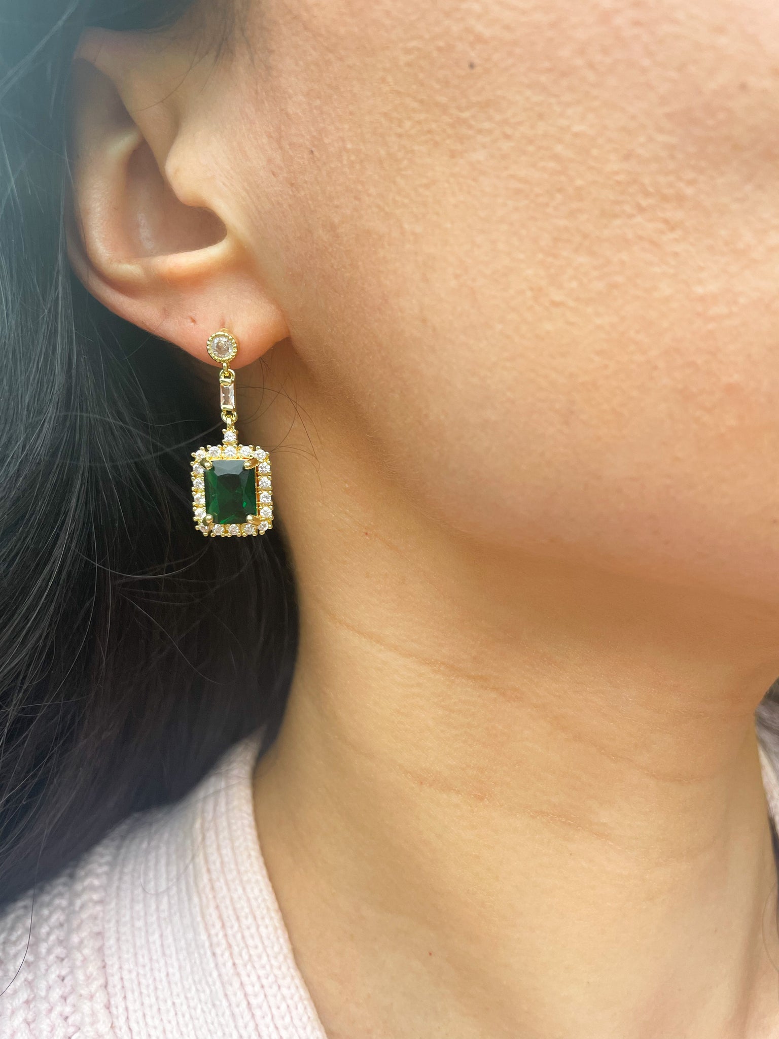 Isle Earrings - emerald earrings with green gemstone drops – Foamy Wader