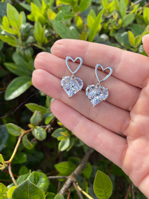 Heart of Diamond Earrings (Silver)