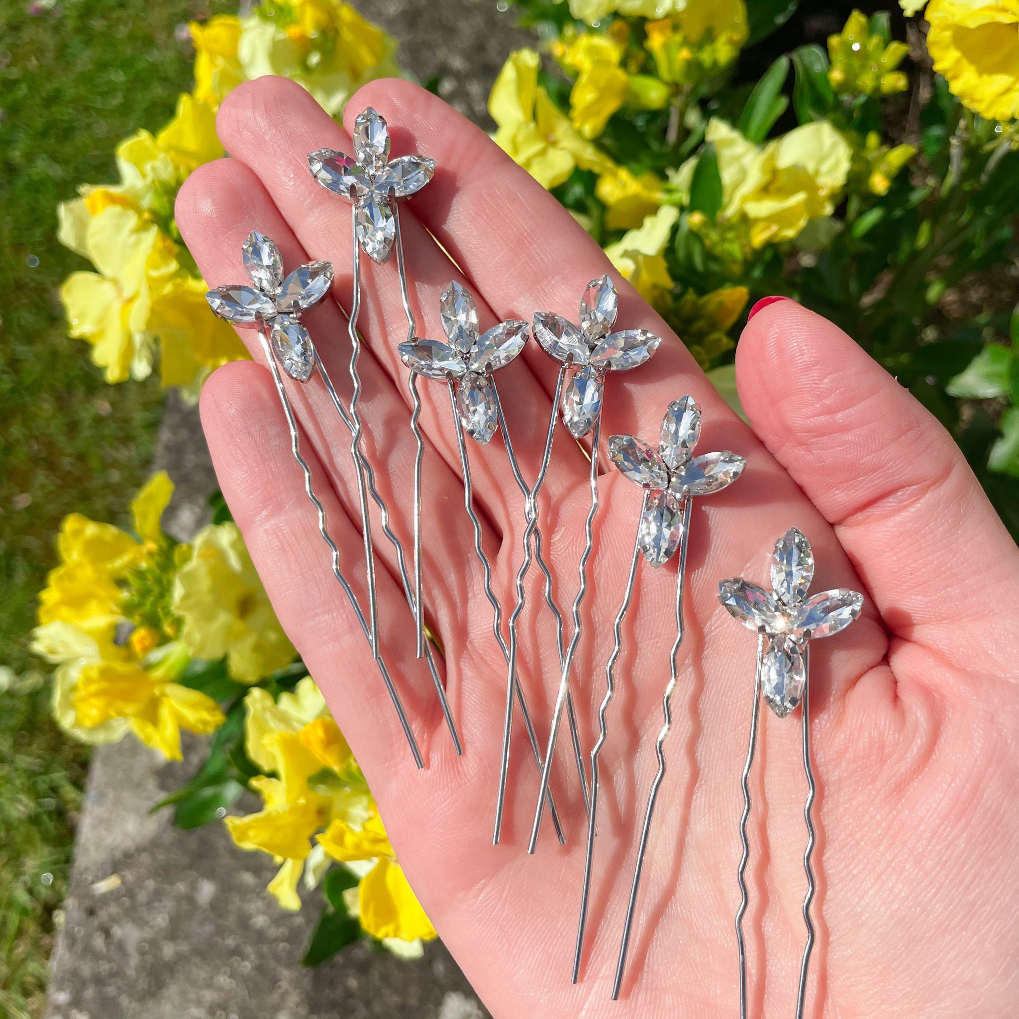 Peony Pins Silver (6 Pack)