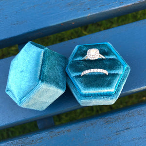 Blue Velvet Ring Box (Hexagonal)
