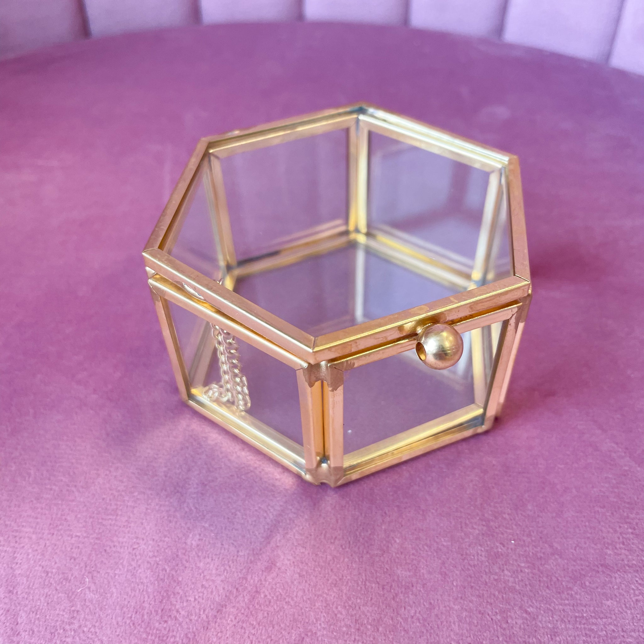 Glass & Gold Ring Box