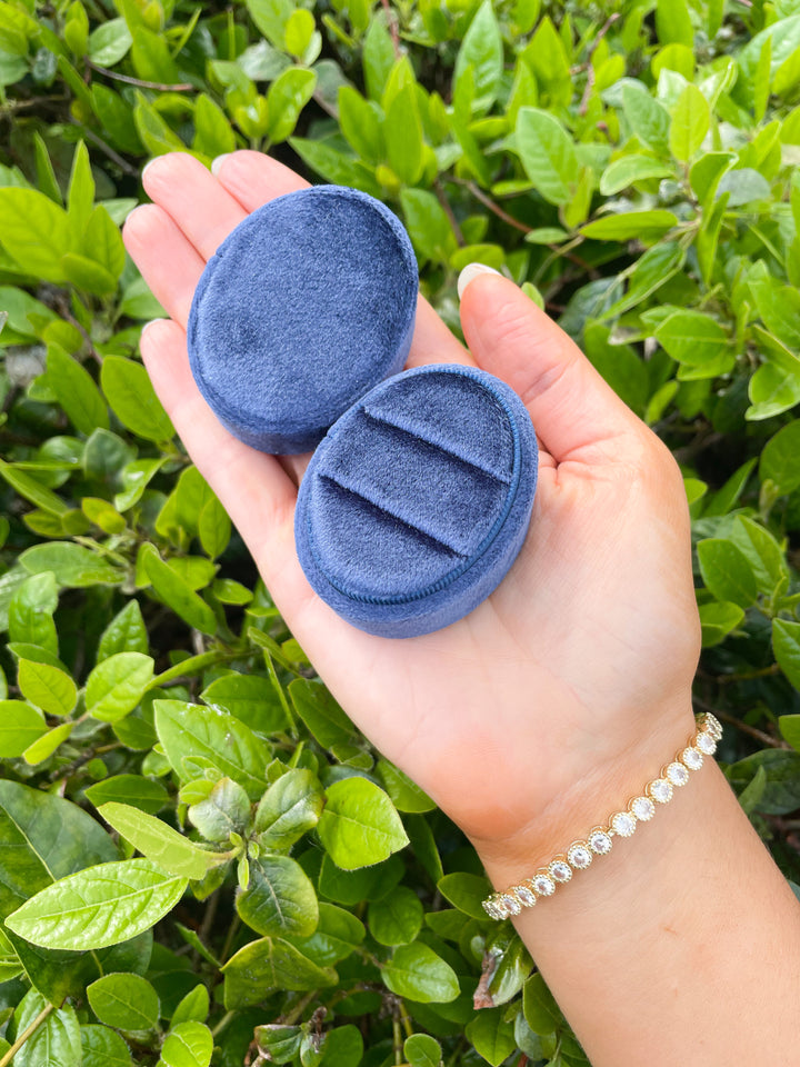 Navy Velvet Ring Box (Oval)