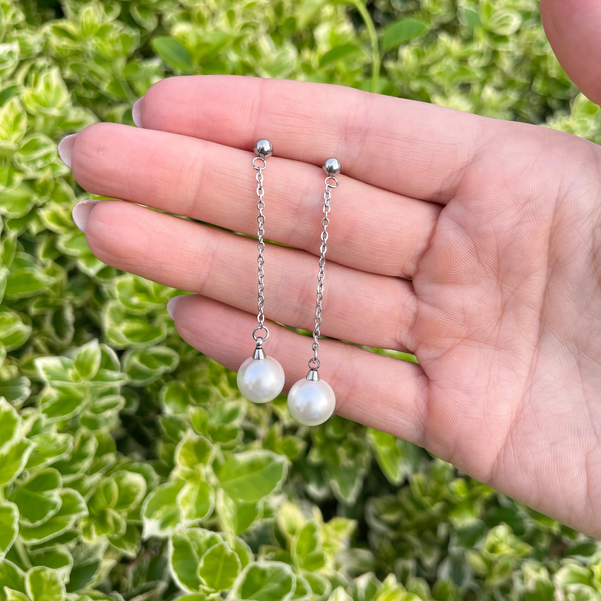 Pearl Drop Earrings (Silver)