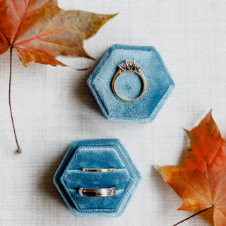 Blue Velvet Ring Box (Hexagonal)