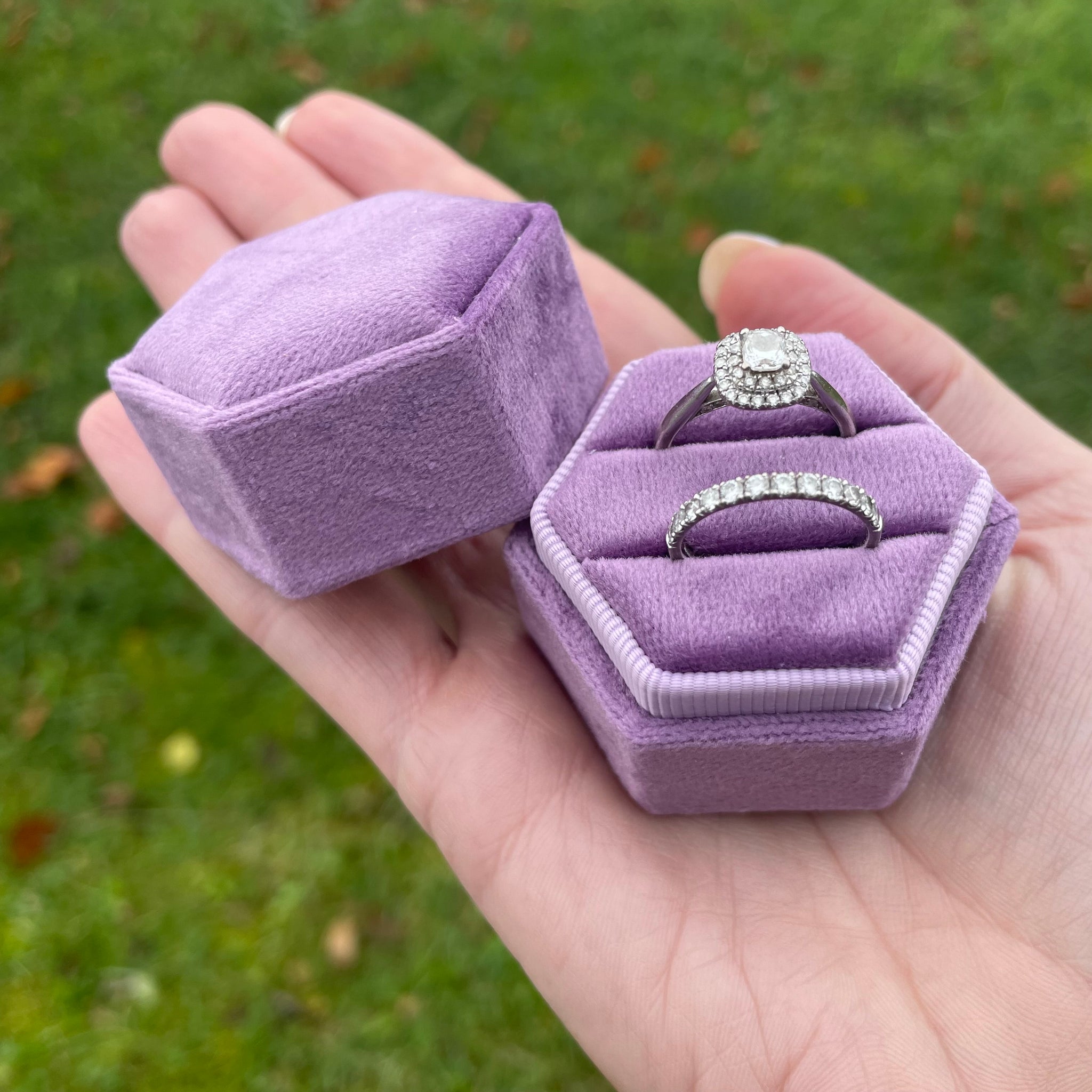 Lilac Velvet Ring Box
