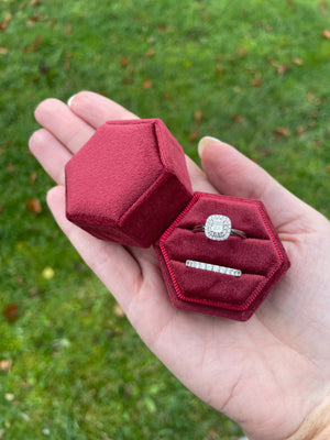 Burgundy Velvet Ring Box (Hexagonal)