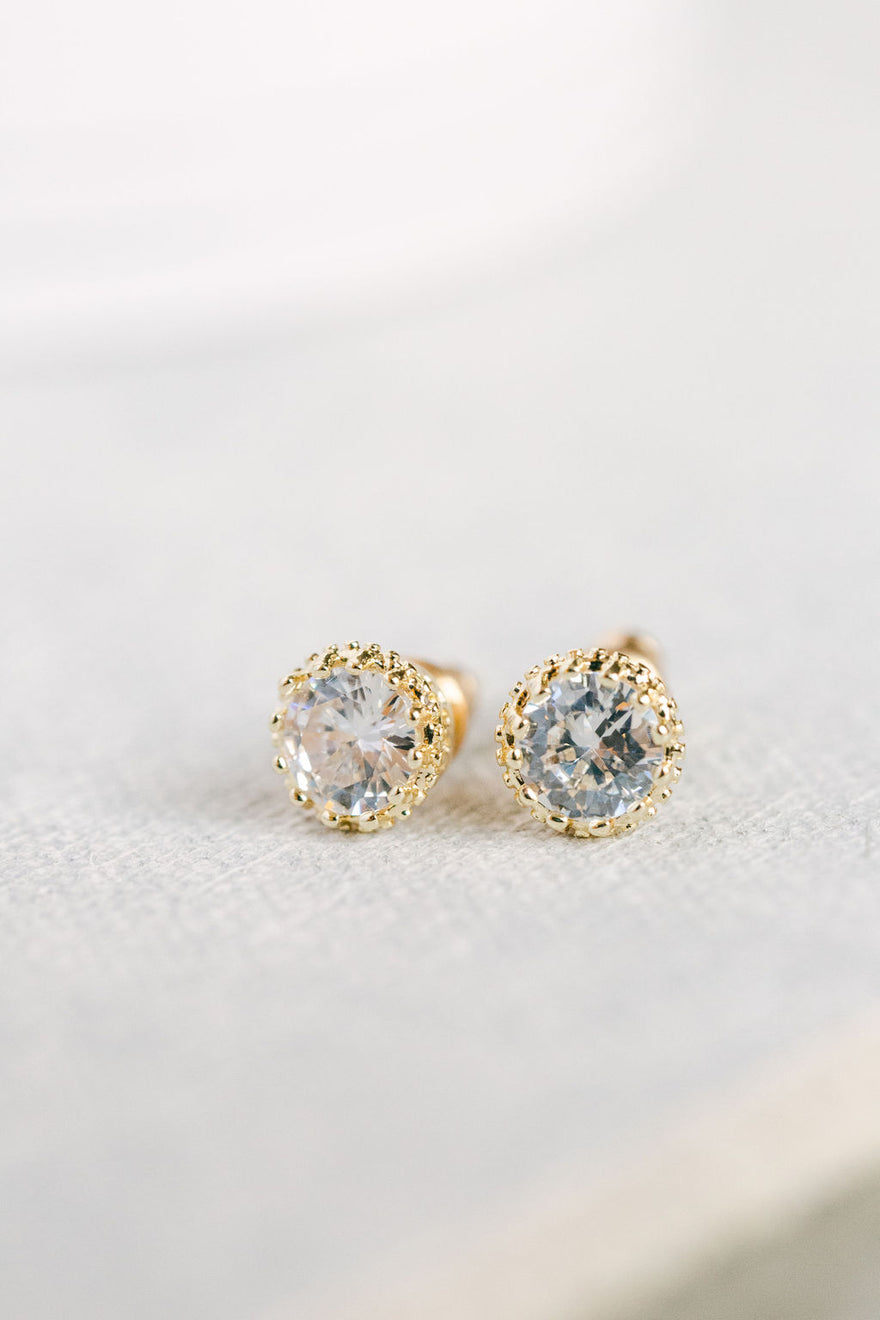 Halo Stud Earrings (Gold)