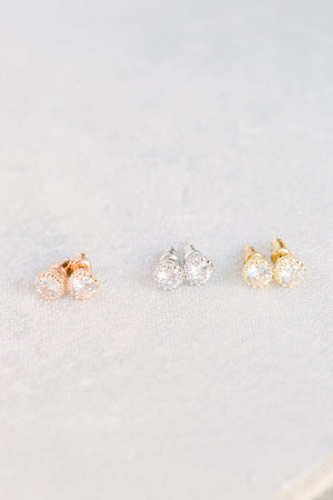 Halo Stud Earrings (Rose Gold)